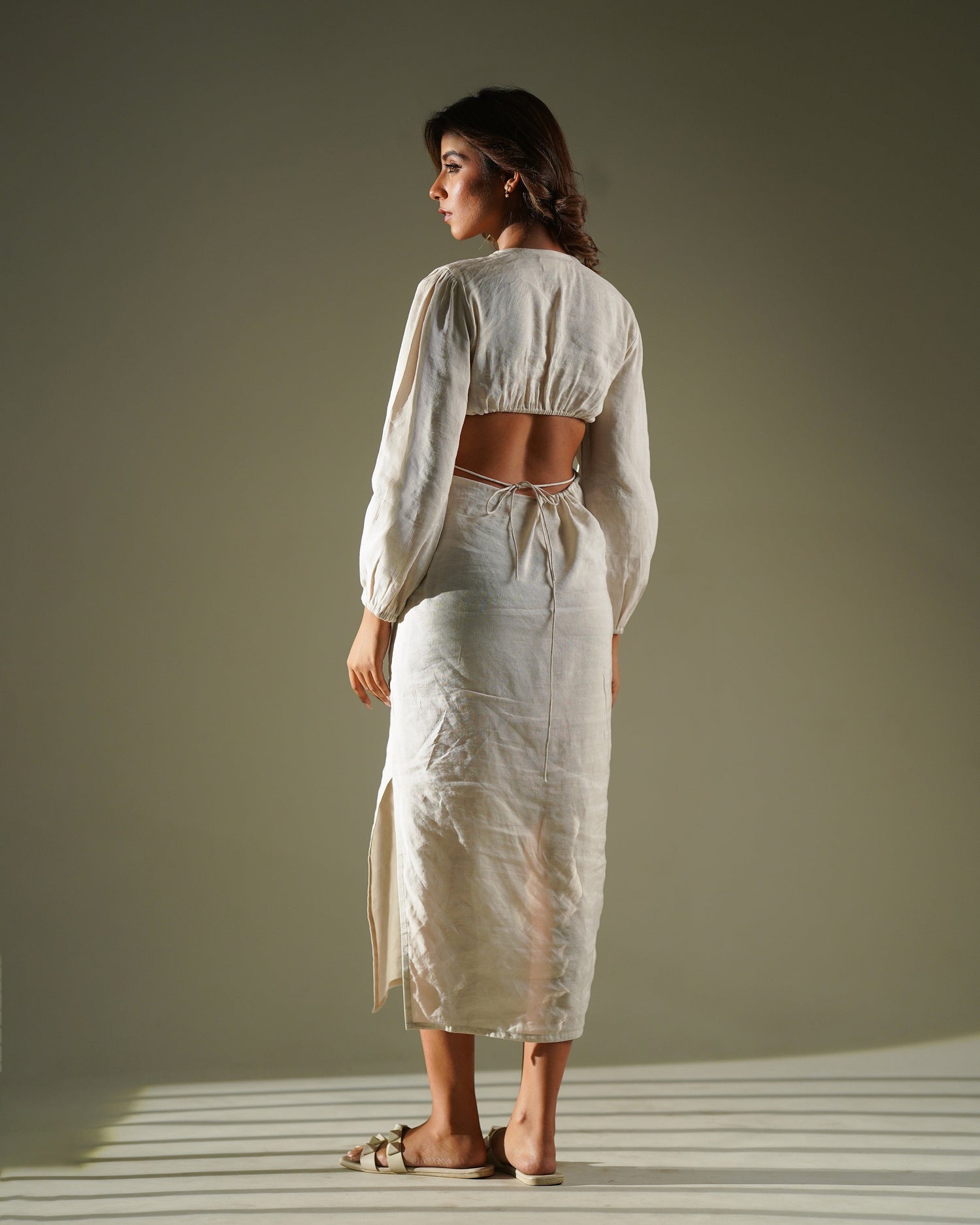 Mushroom White Helen Dress