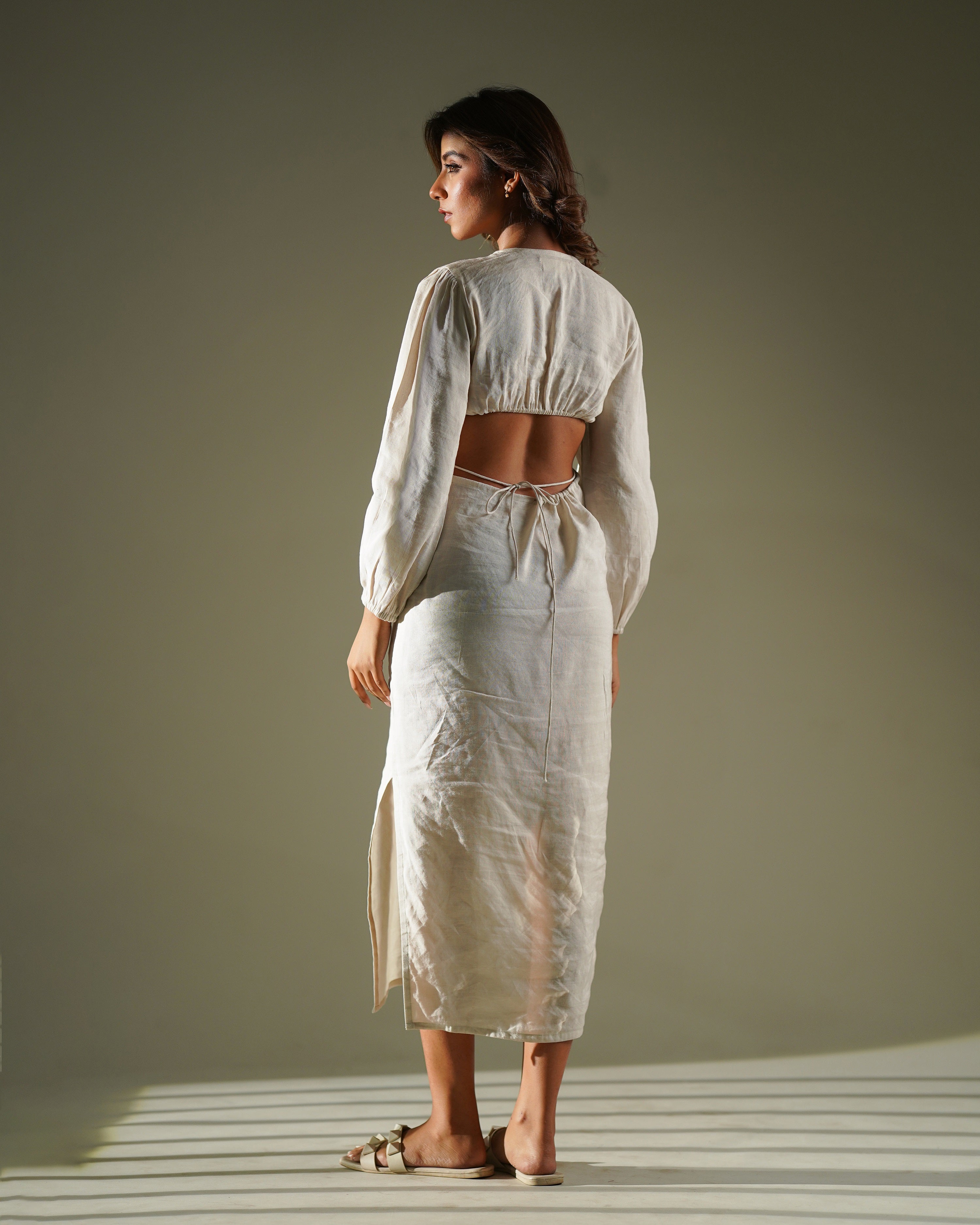 Mushroom White Helen Dress