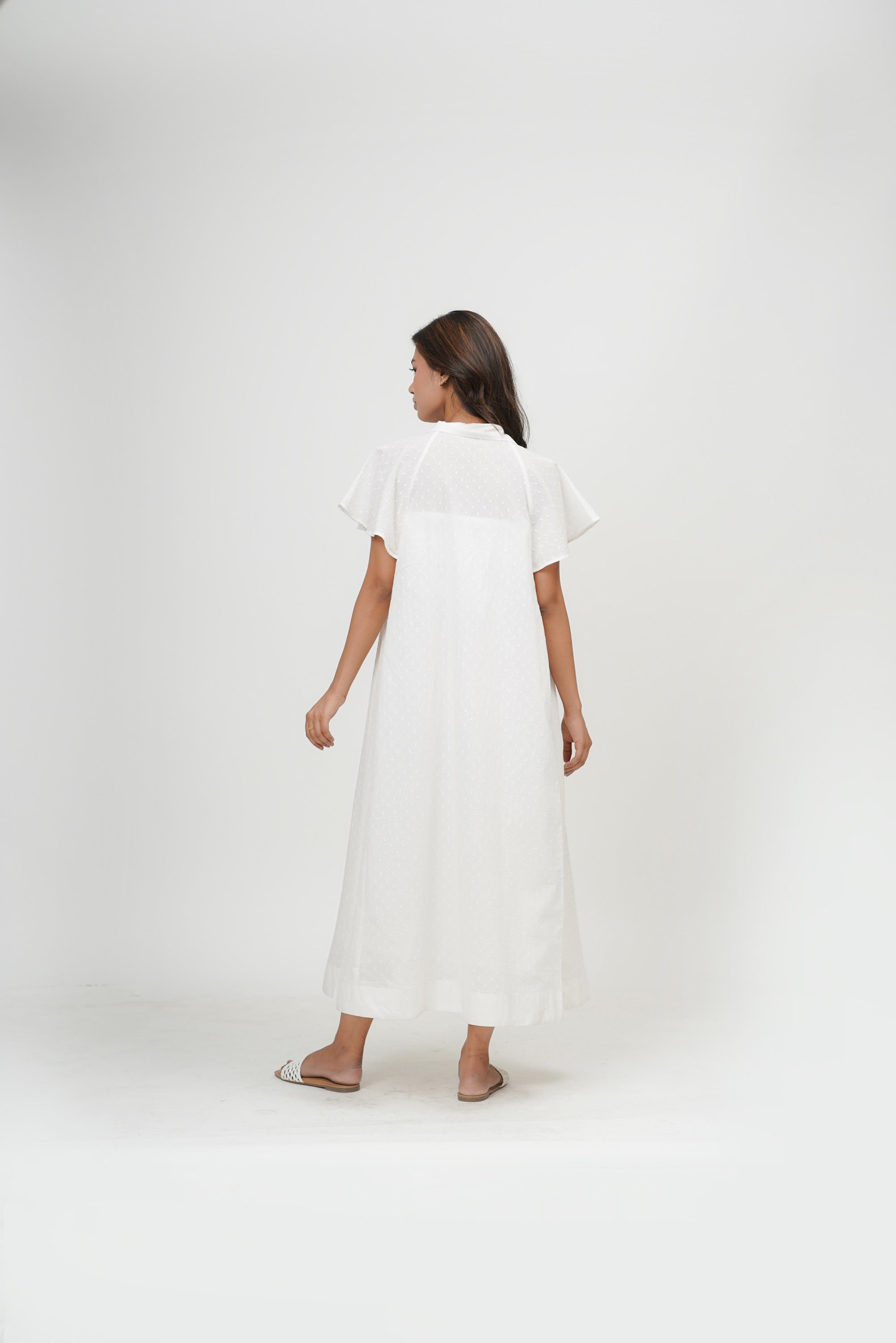 Blushing Pearl White Dobby Dress