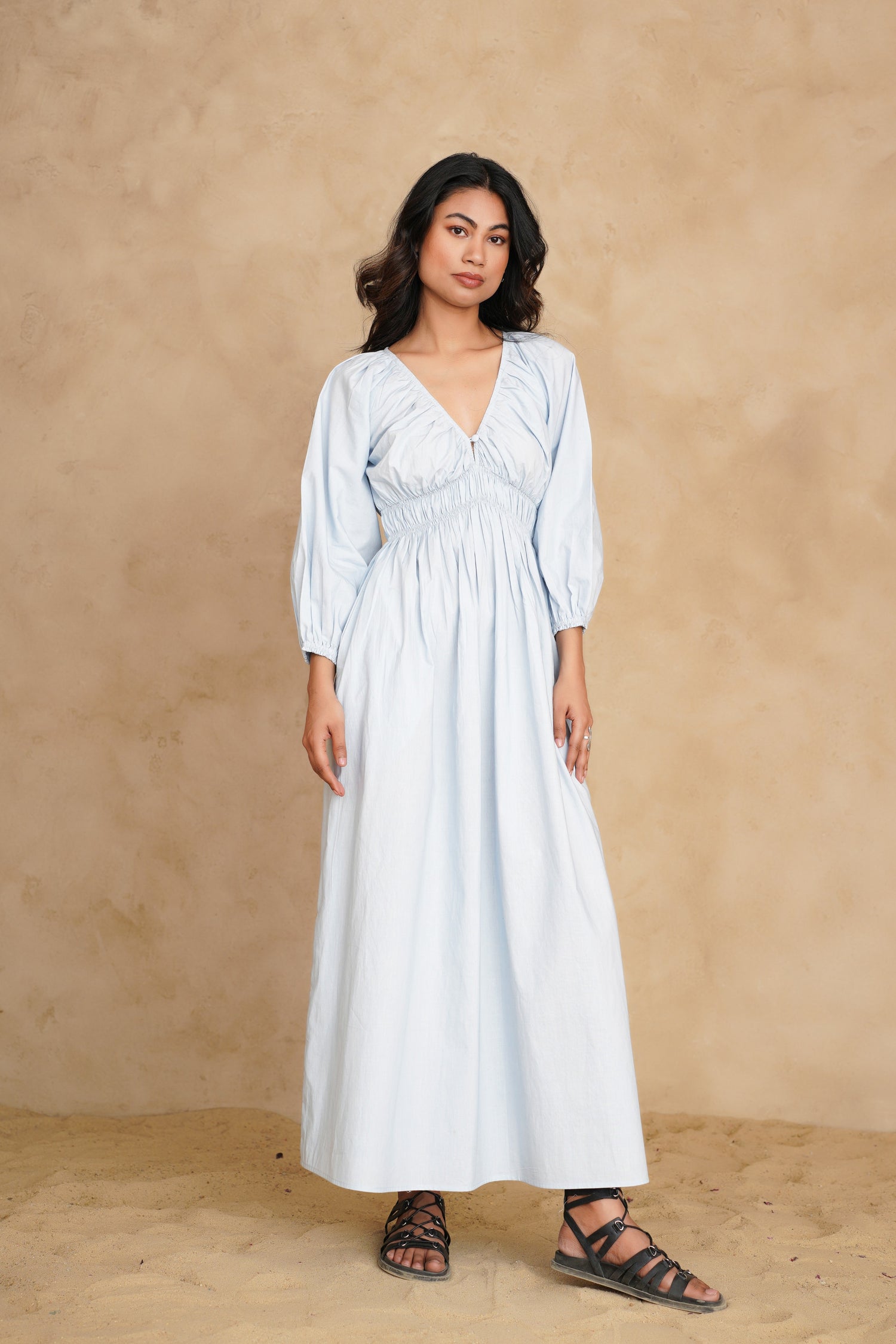 City Sky Blue Ecru Dress
