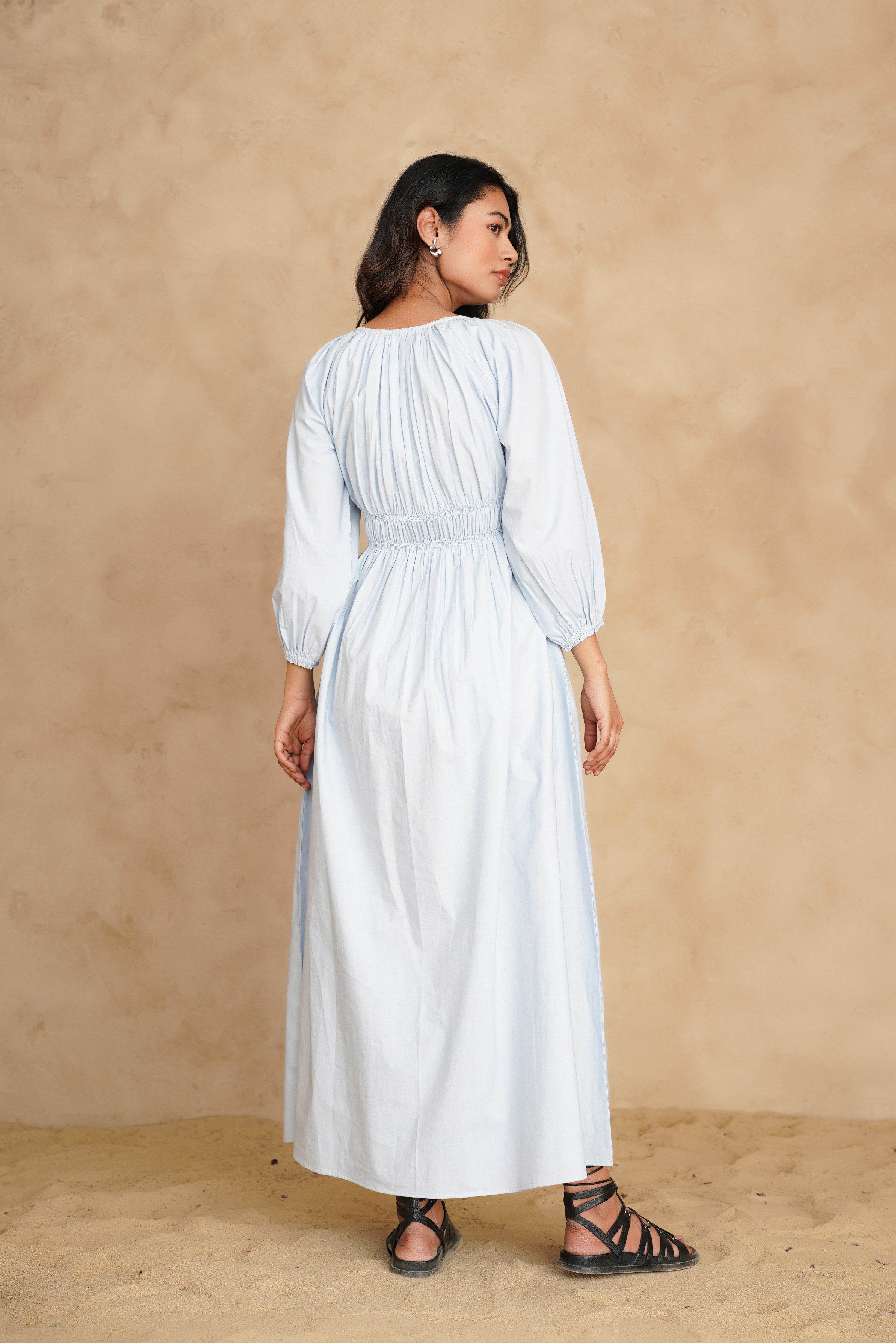 City Sky Blue Ecru Dress
