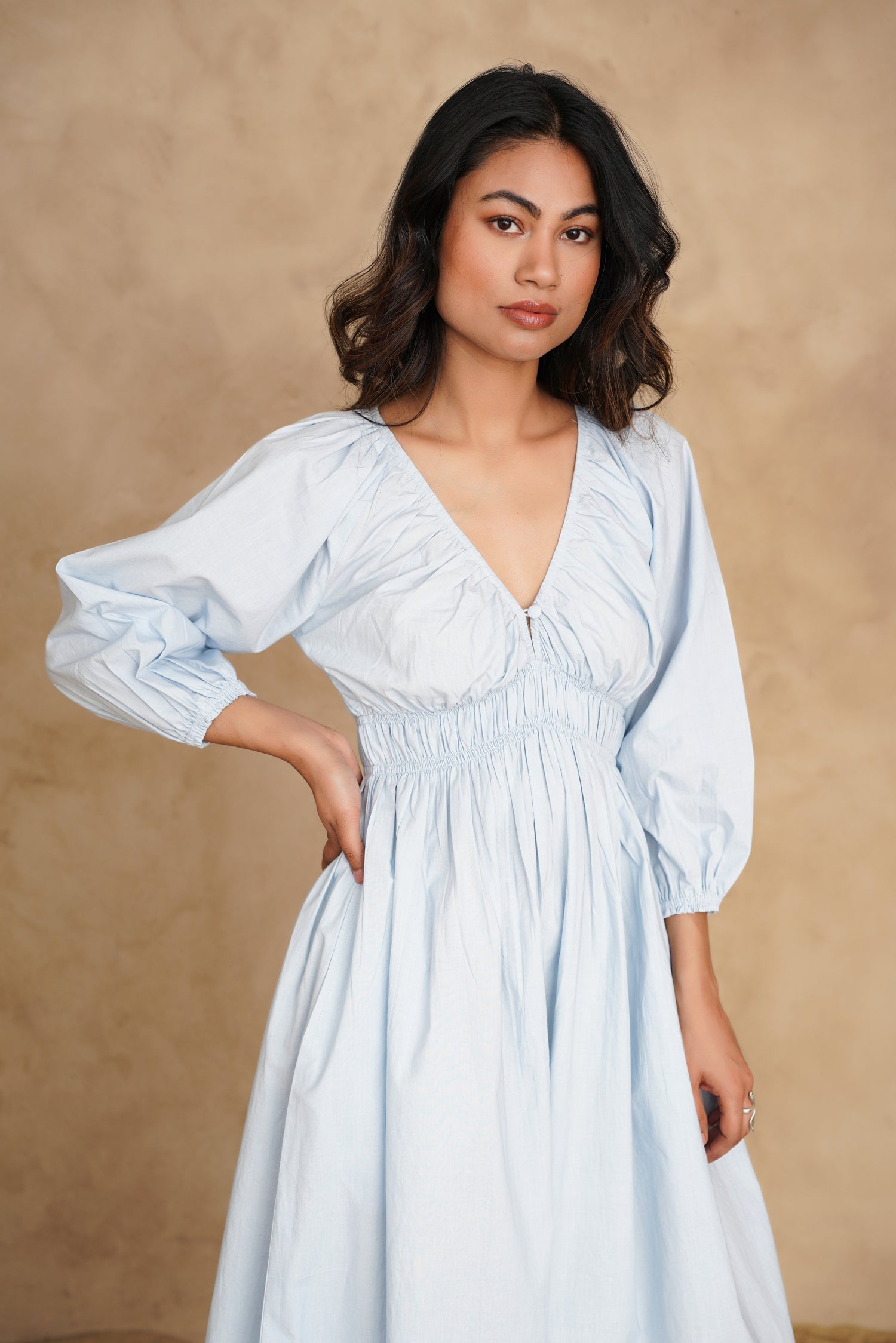City Sky Blue Ecru Dress
