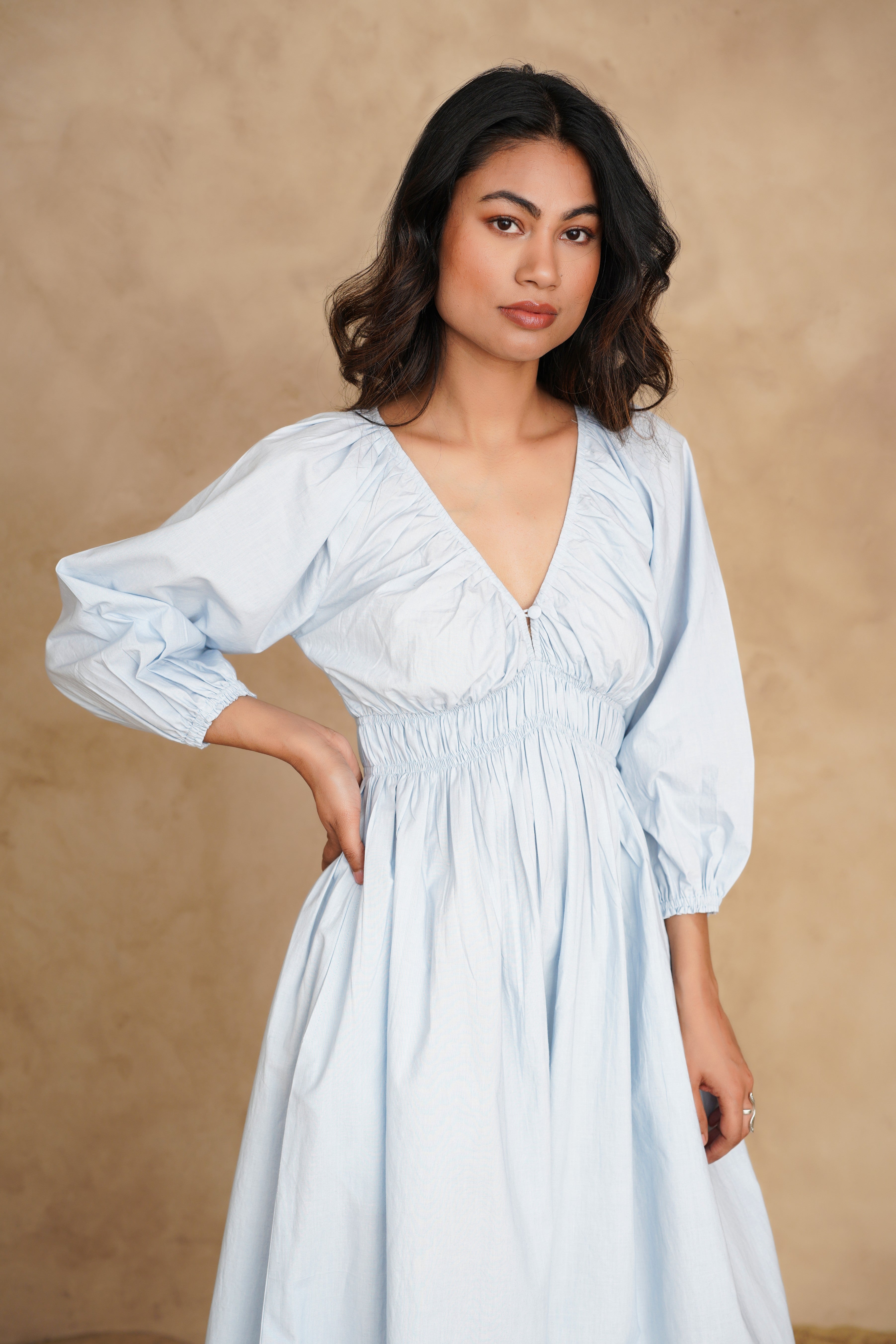 City Sky Blue Ecru Dress