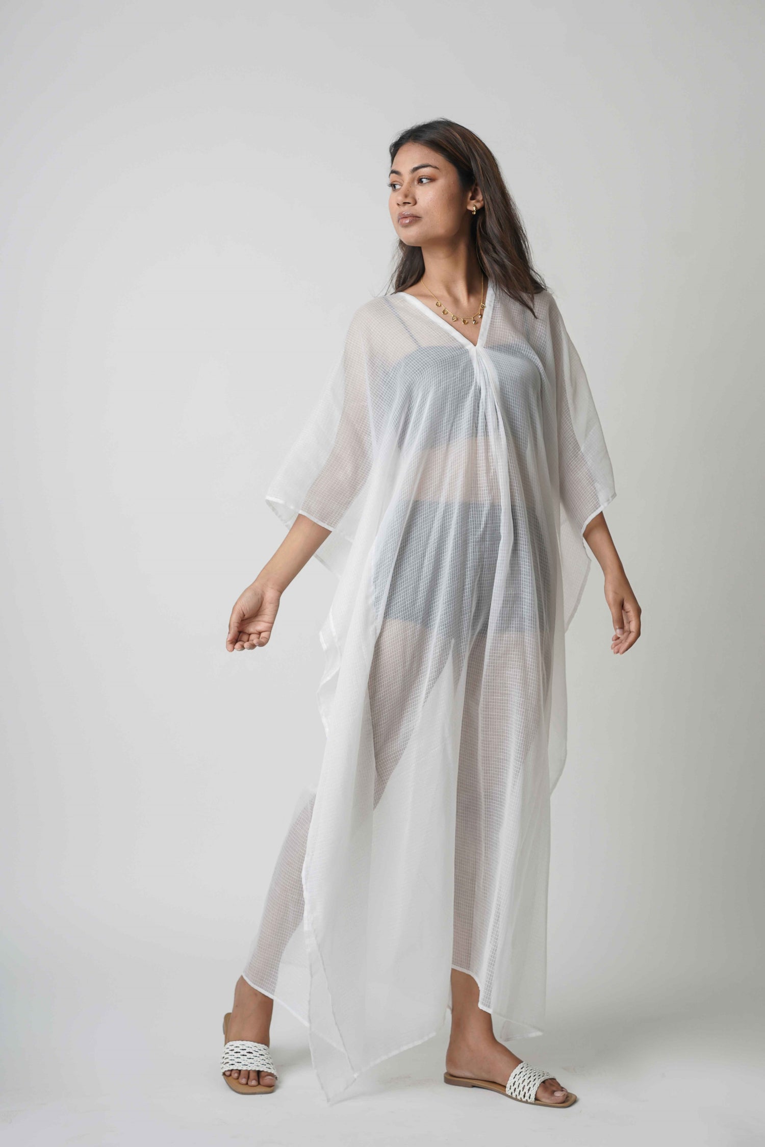 Blushing Pearl White Kaftan