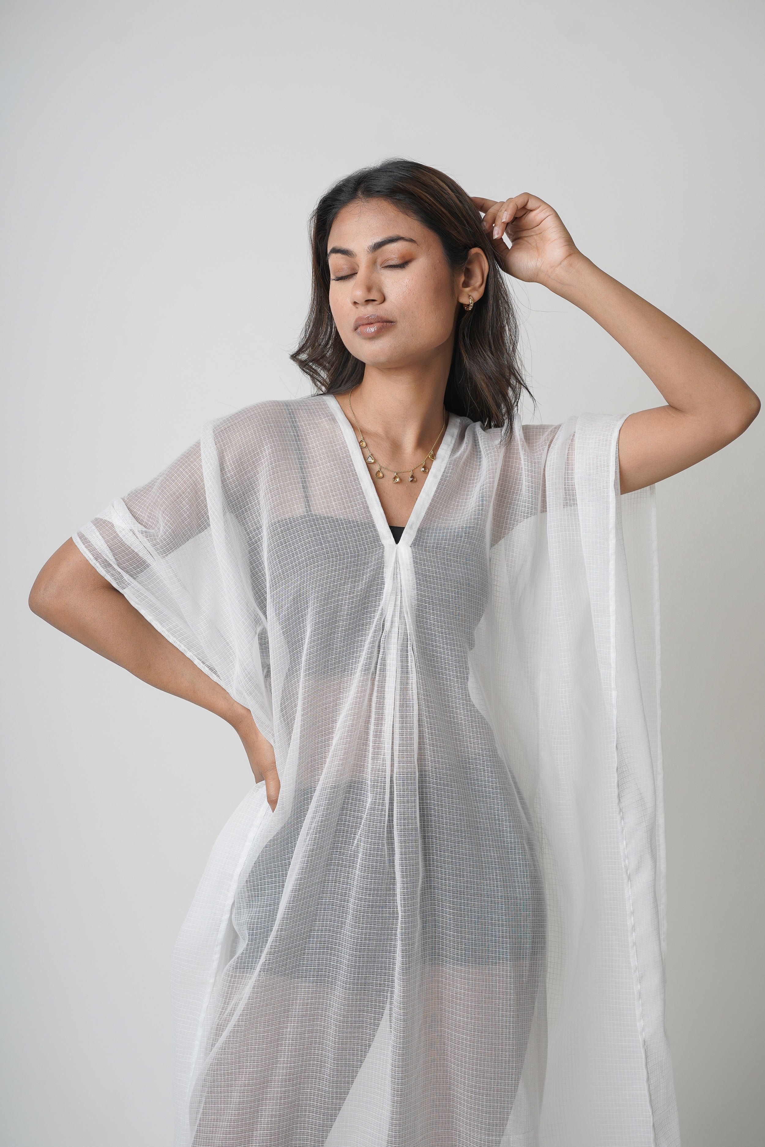 Blushing Pearl White Kaftan