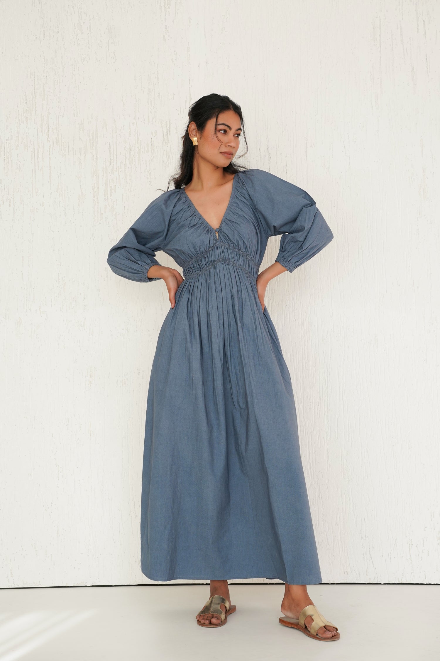 Piece of Sky Blue Ecru Dress