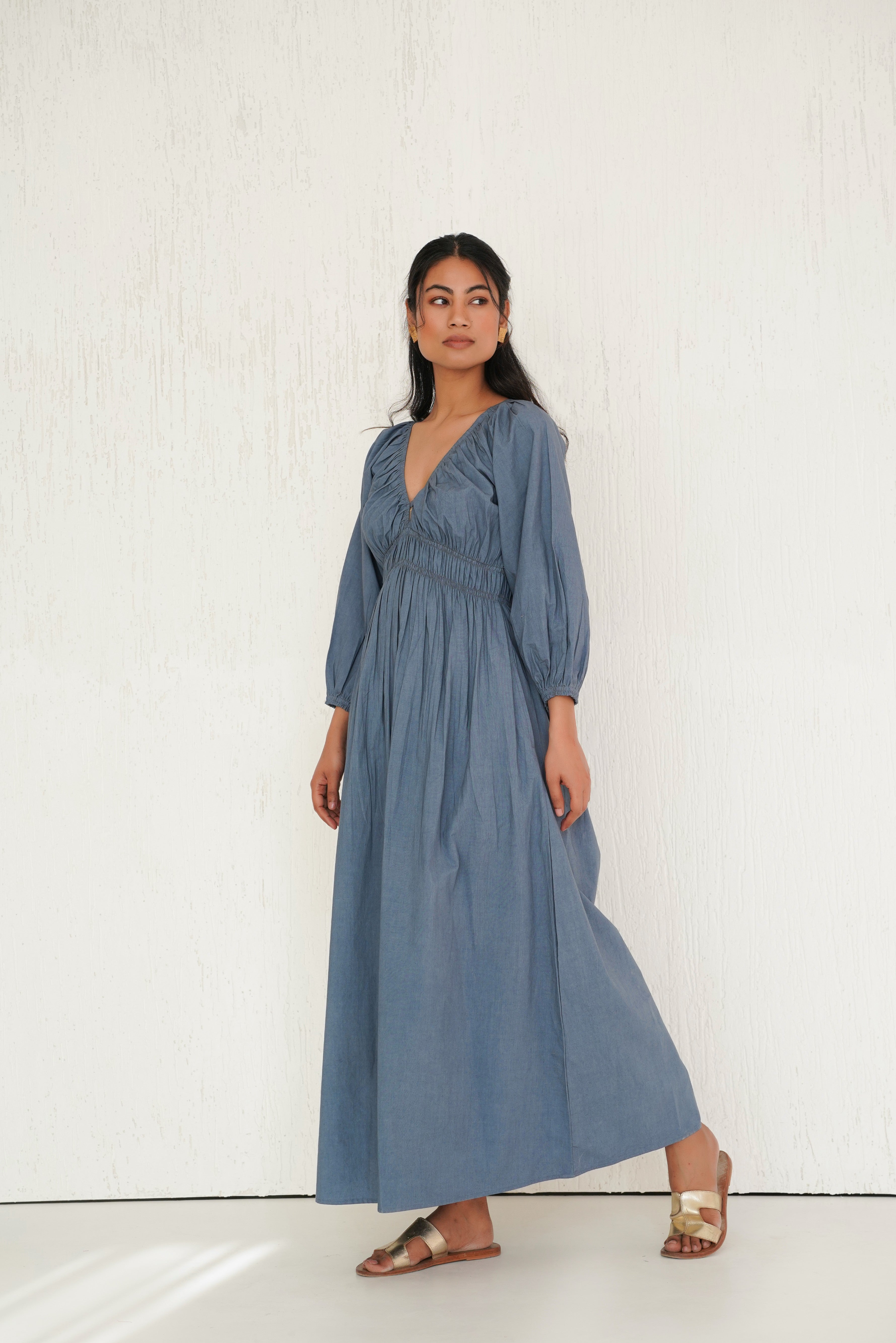 Piece of Sky Blue Ecru Dress