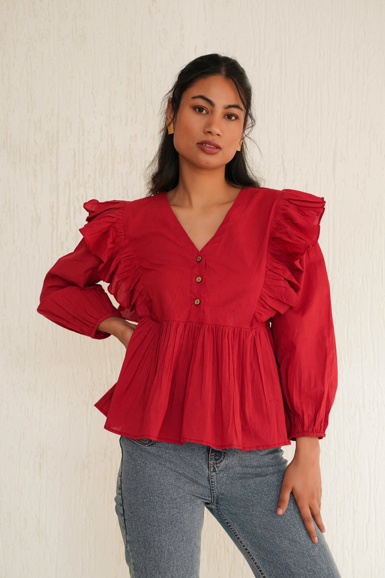 Crimson Red Rome Top