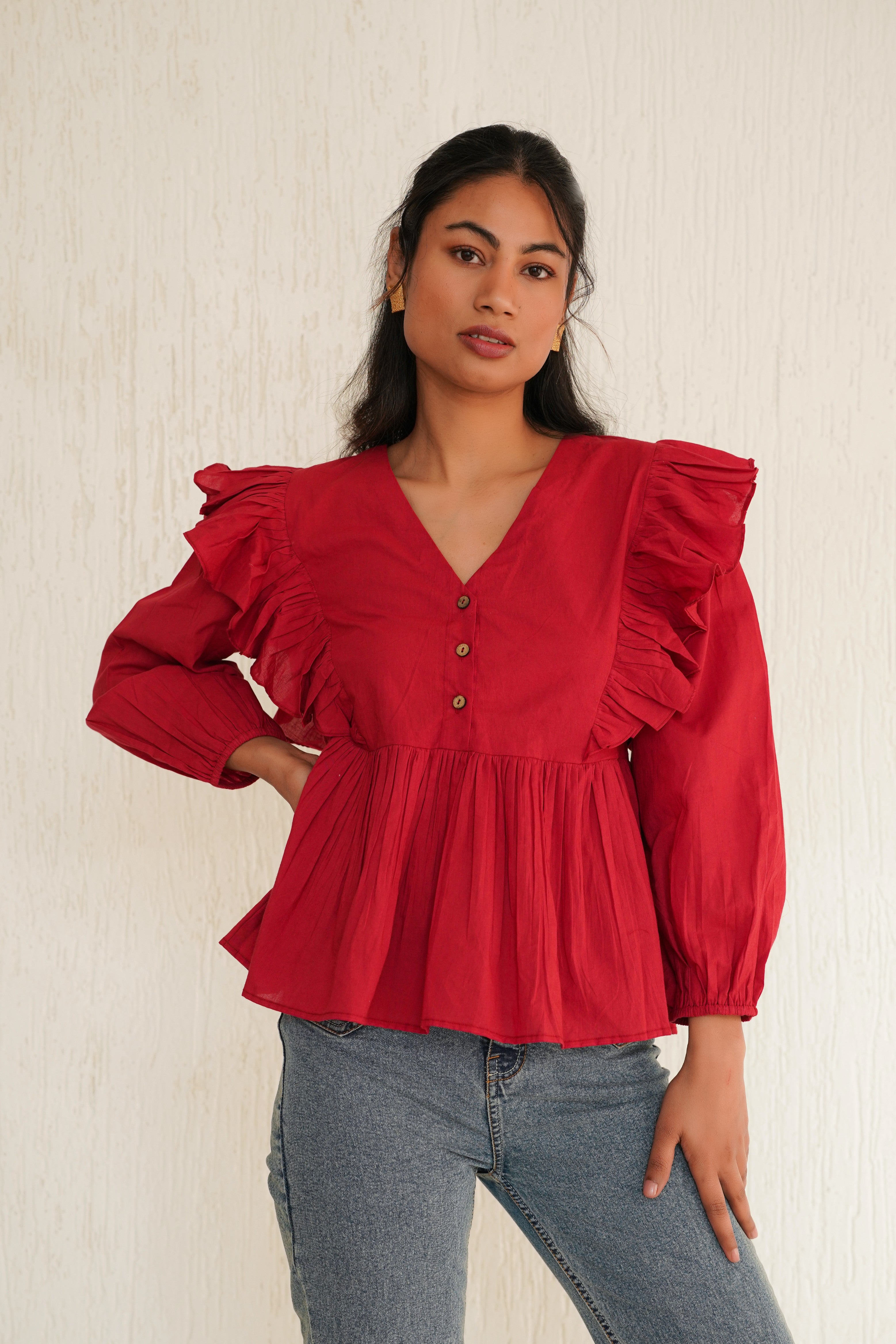 Crimson Red Rome Top