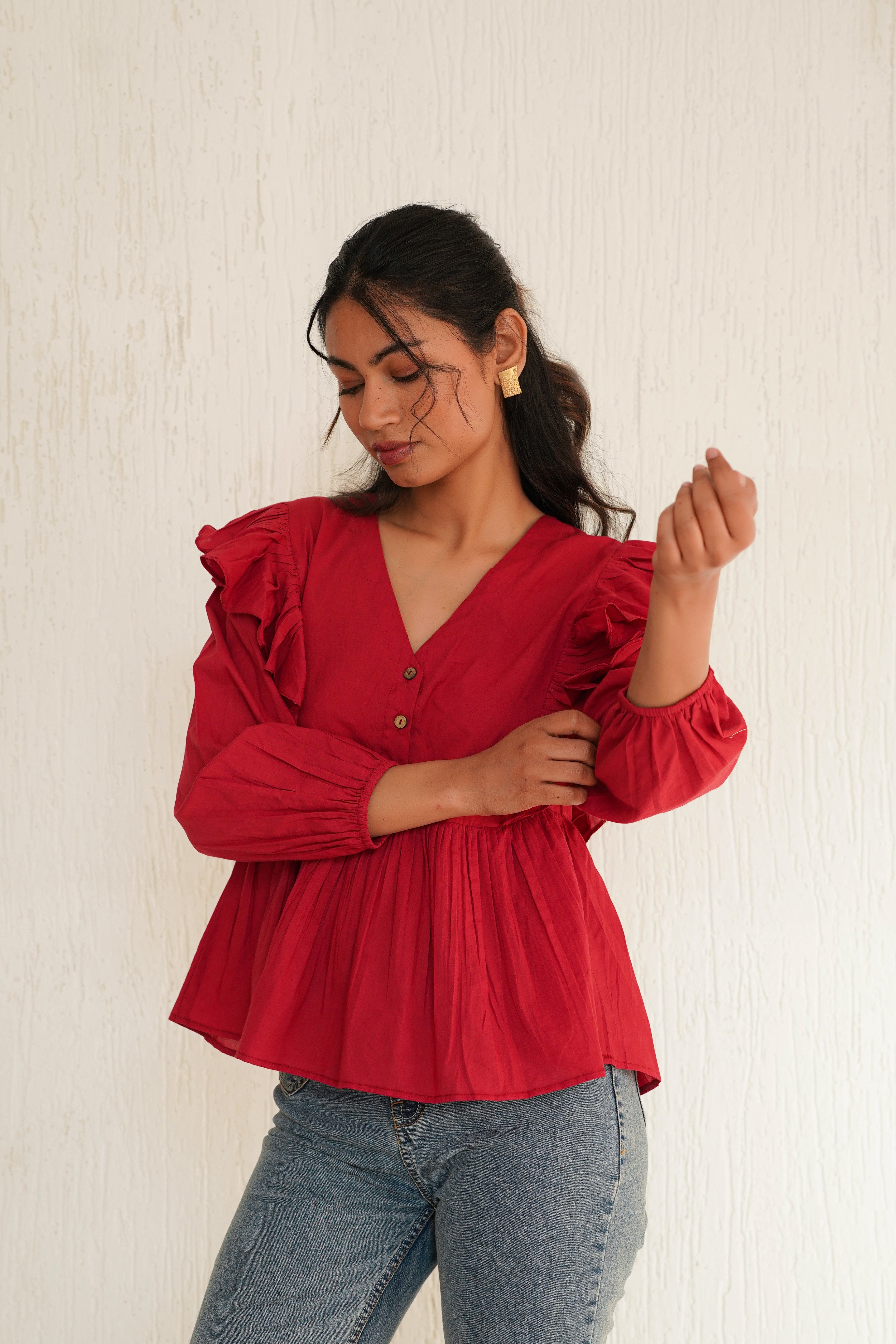 Crimson Red Rome Top