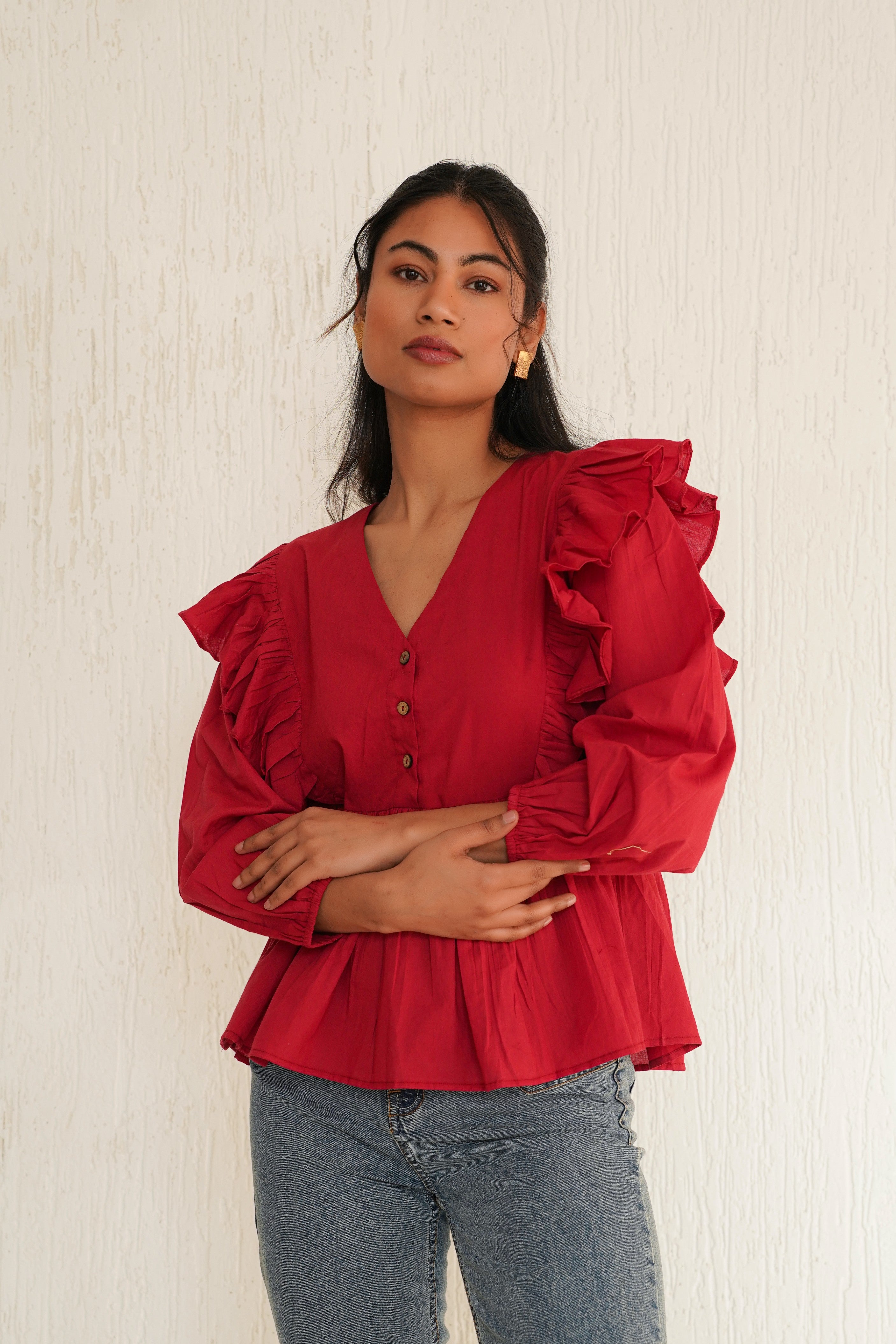 Crimson Red Rome Top