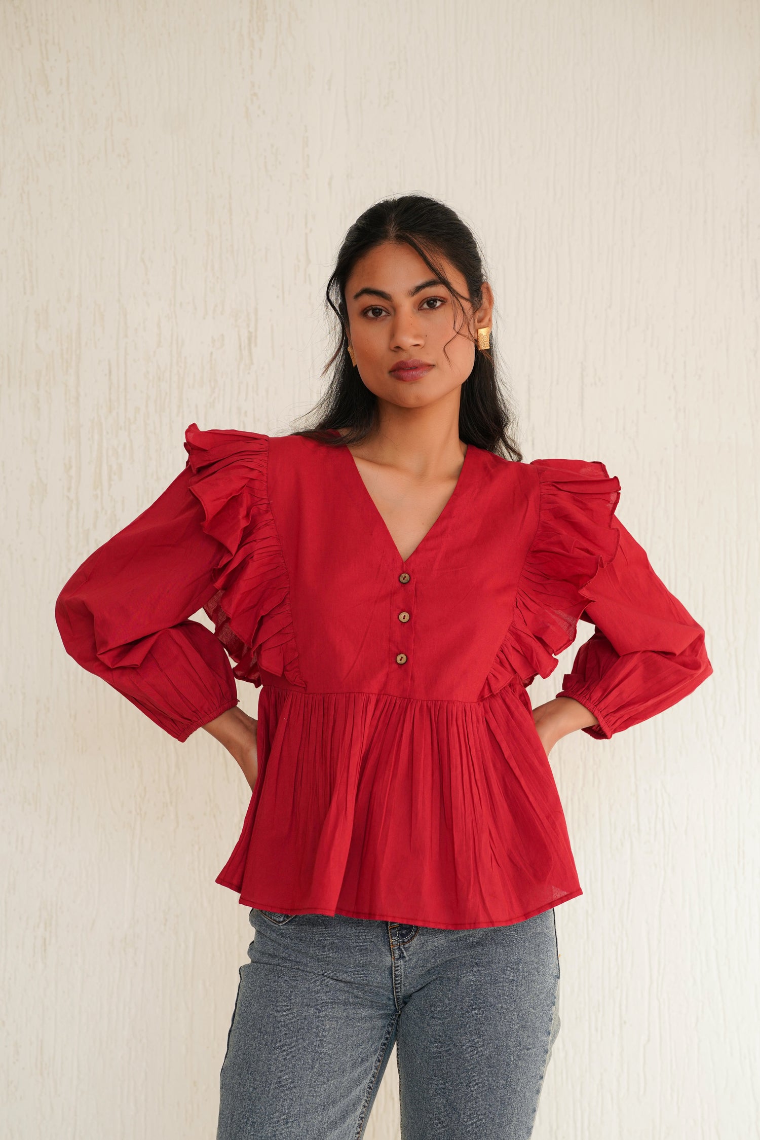 Crimson Red Rome Top