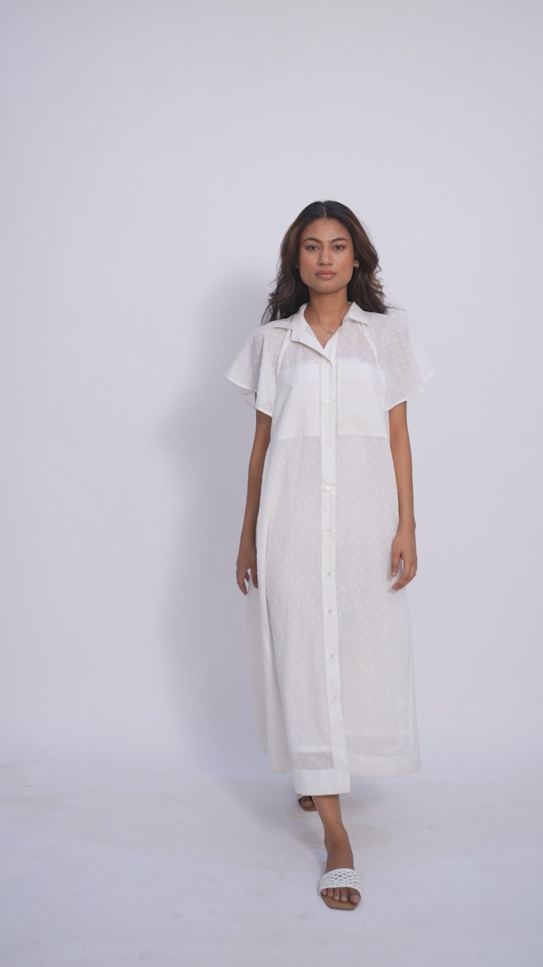 Blushing Pearl White Dobby Dress