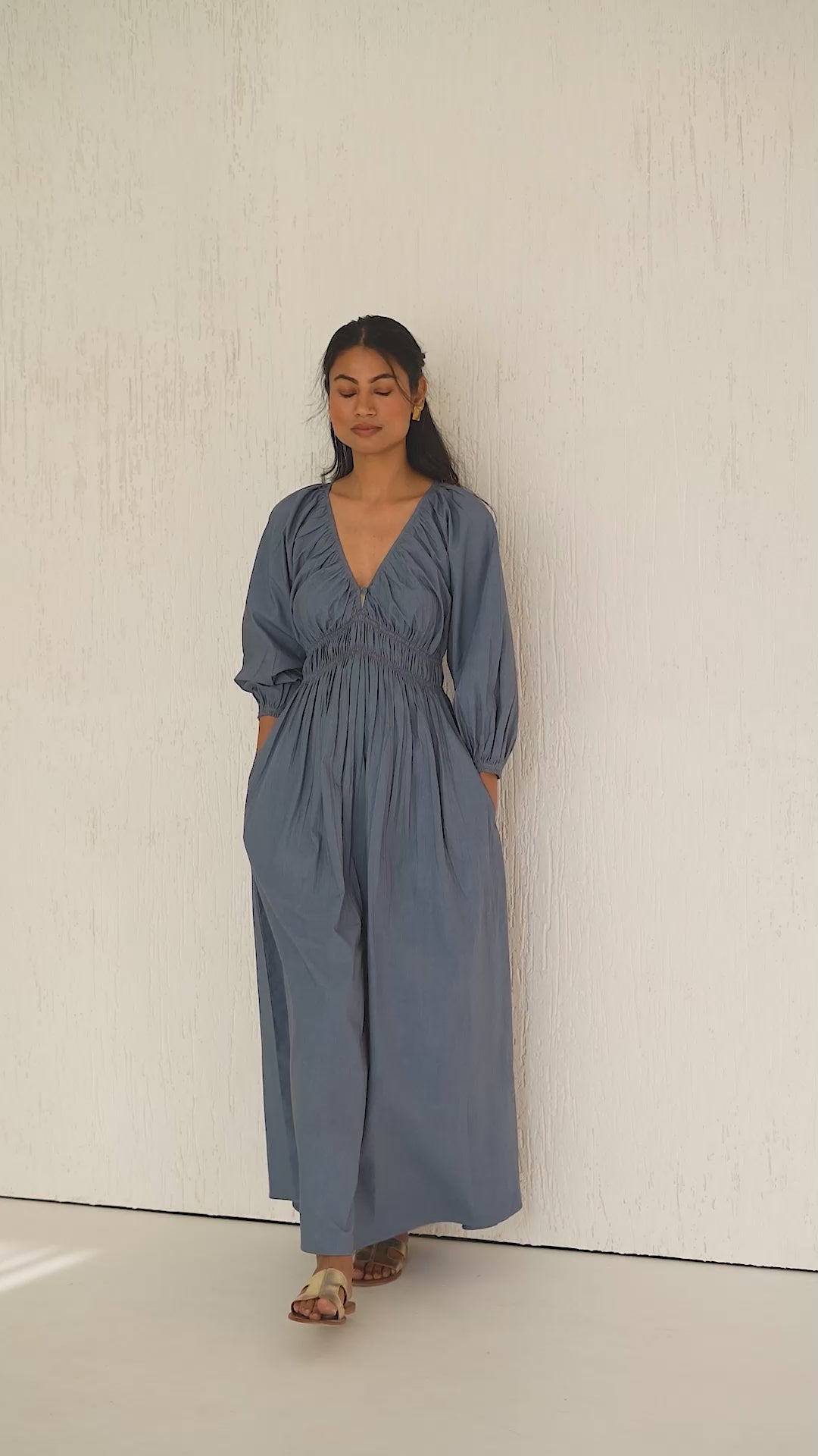 Piece of Sky Blue Ecru Dress