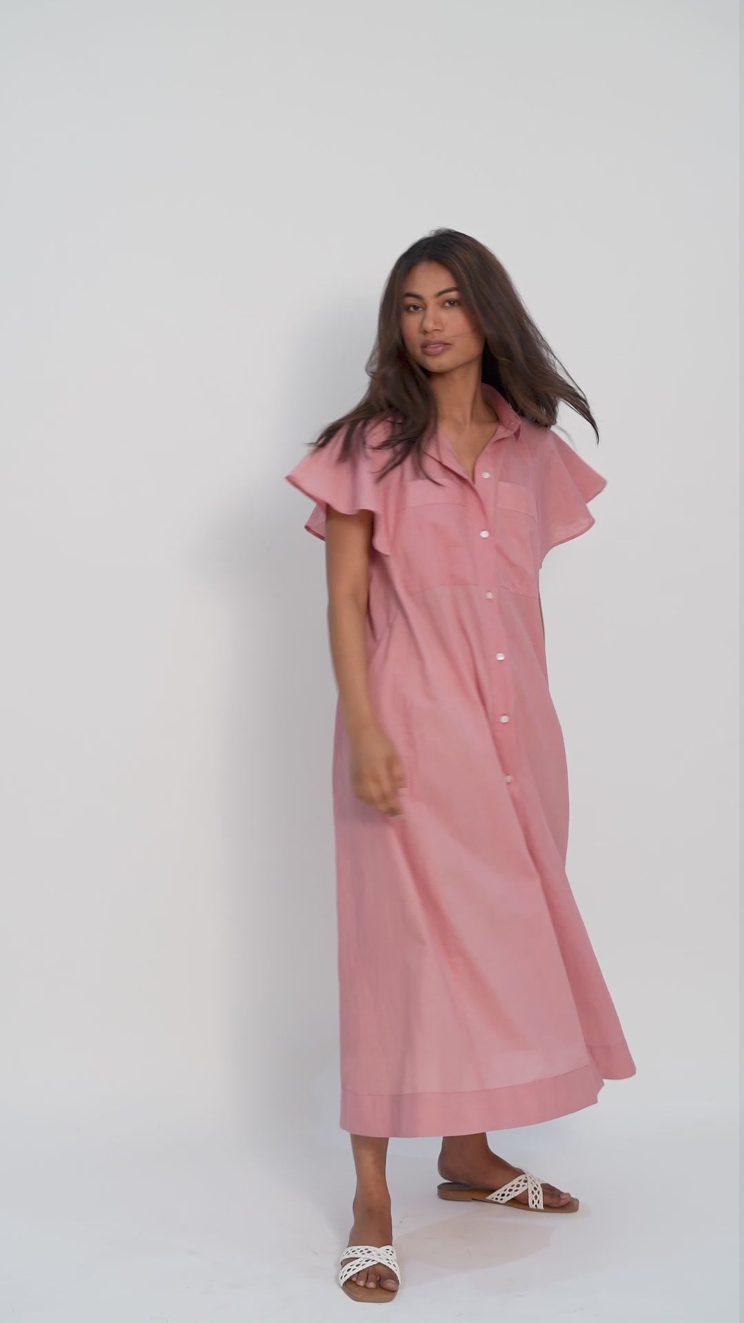 Rose Plume Dobby Dress