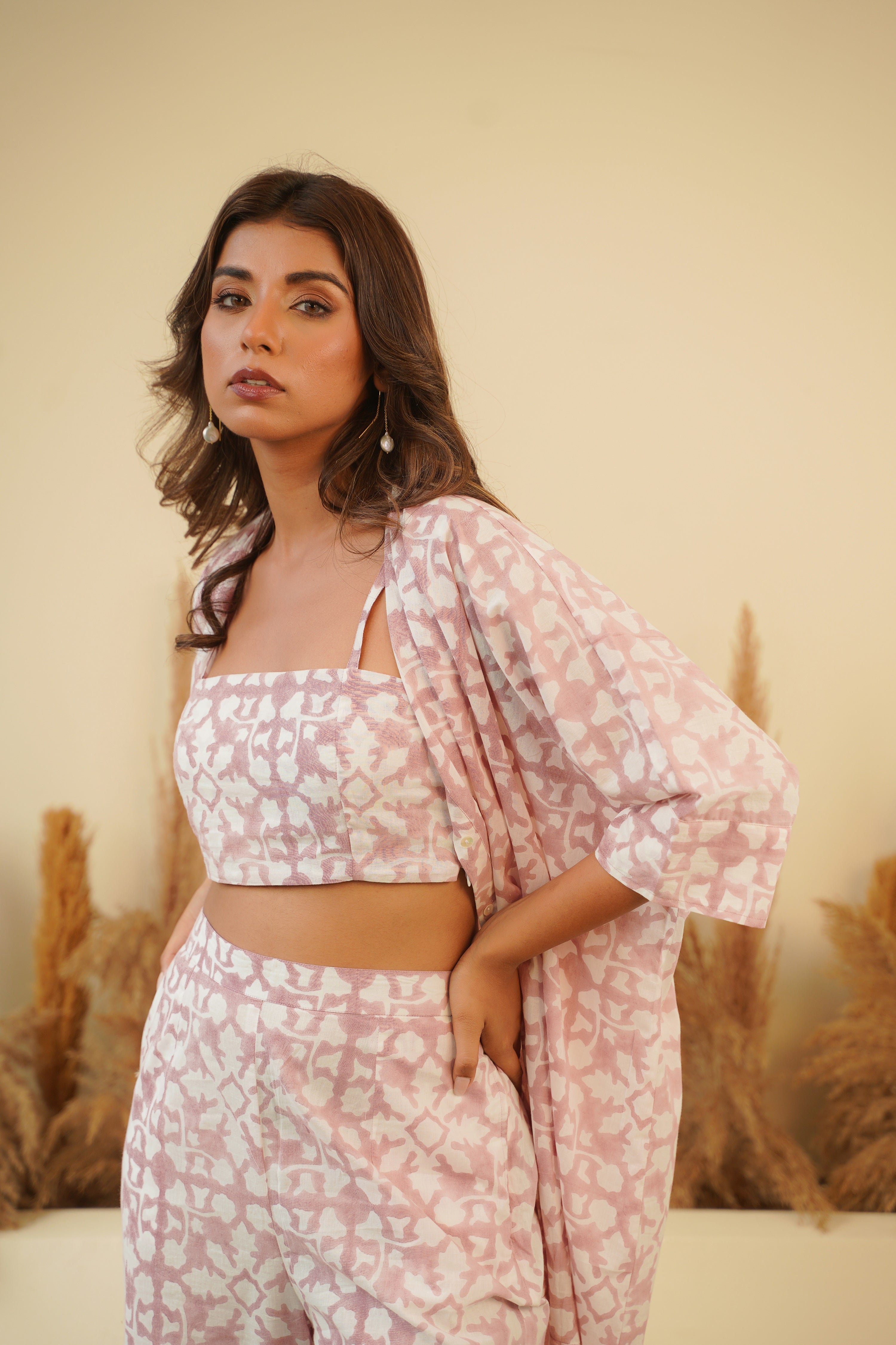 Merrie Pink Bloom Co-ord  with Bralette