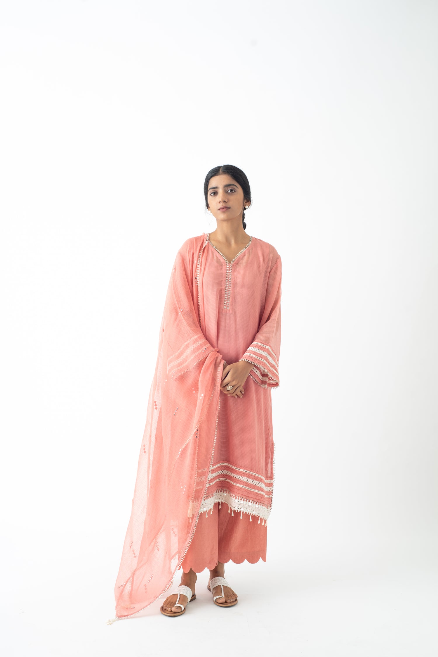 Pink Accent Choga Set with Dupatta