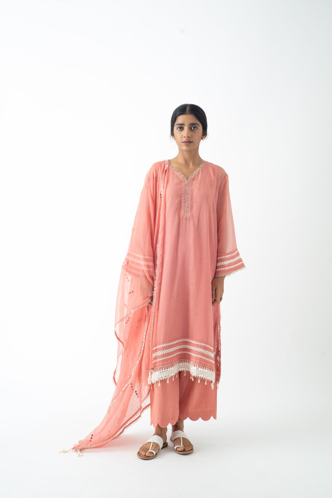 Pink Accent Choga Set with Dupatta