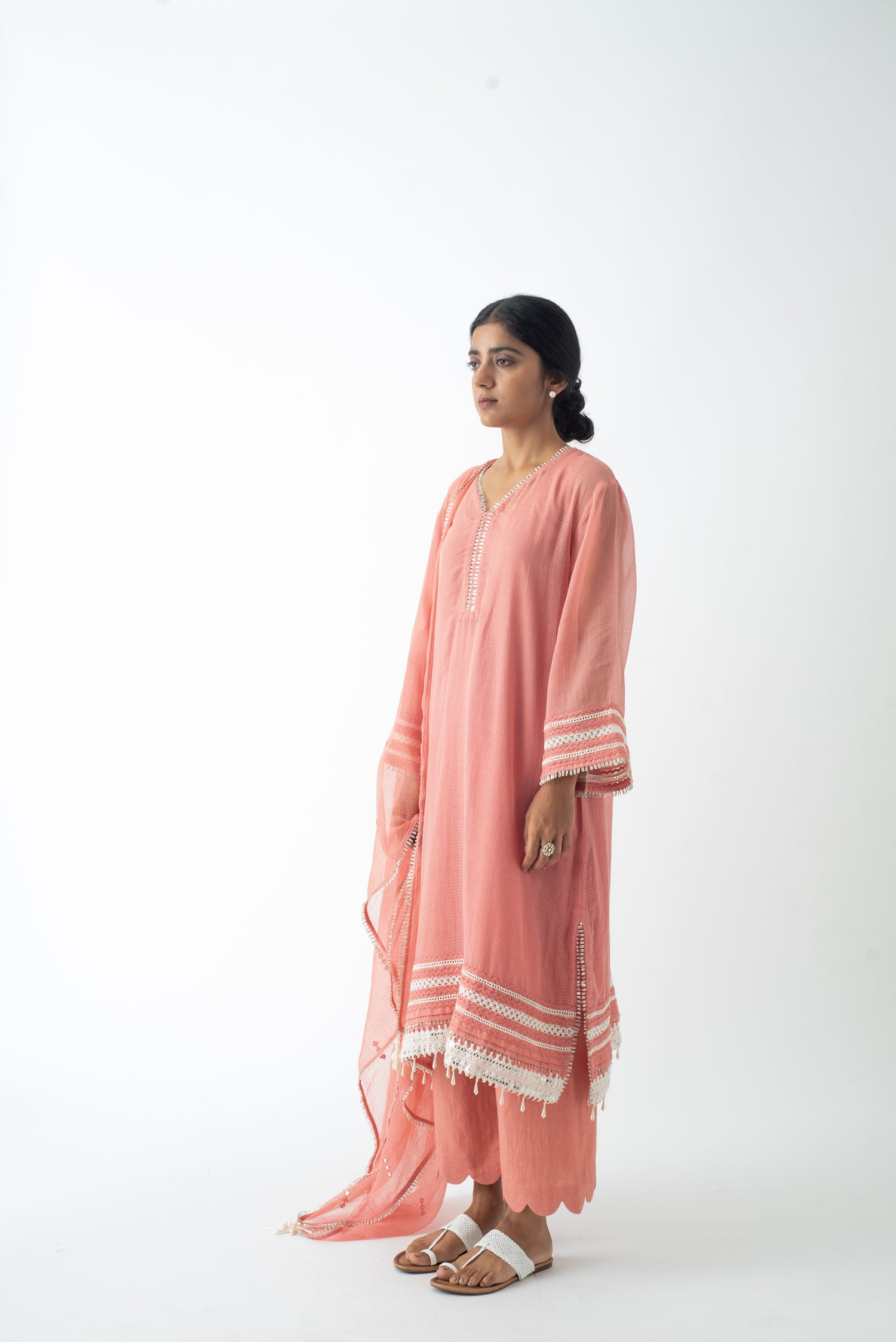 Pink Accent Choga Set with Dupatta