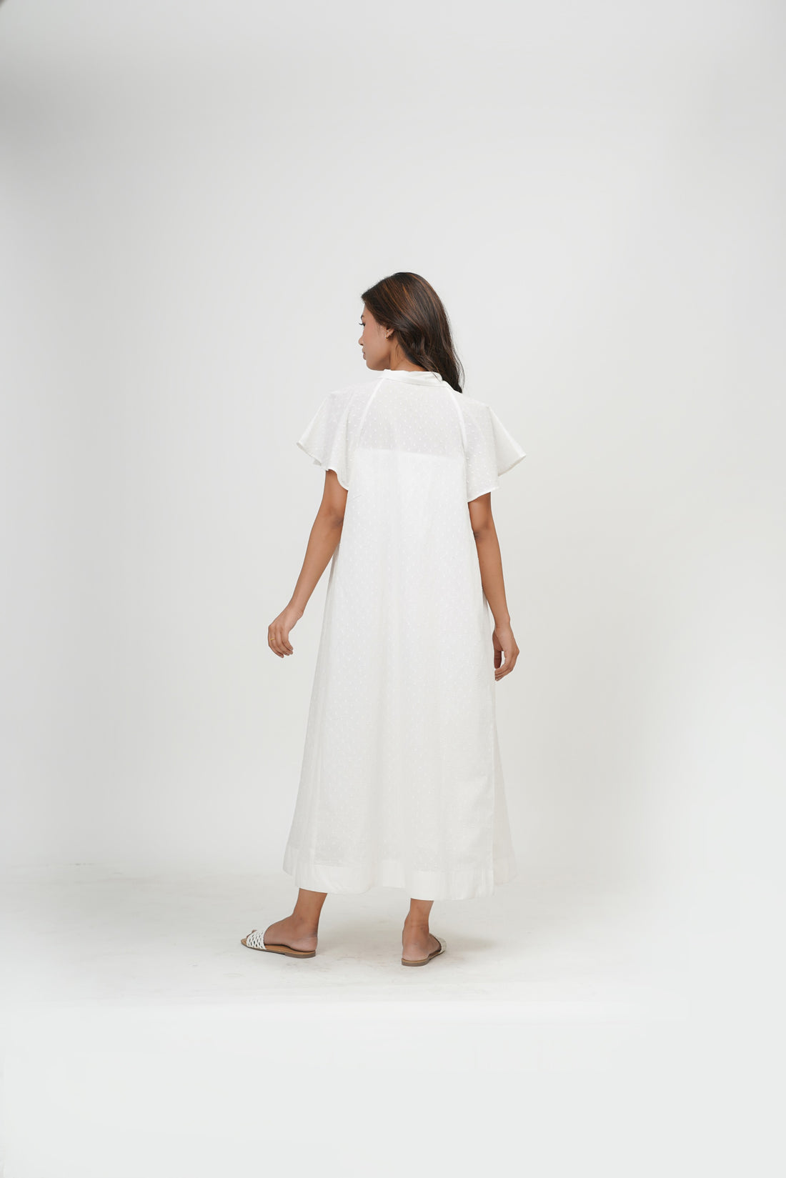 Blushing Pearl White Dobby Dress