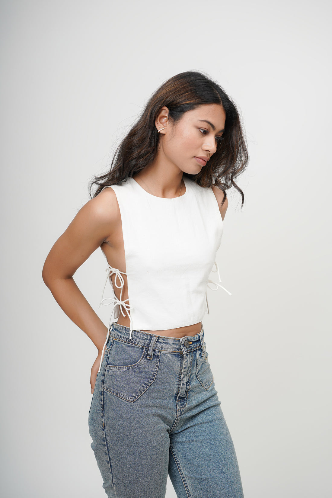 Blushing Pearl White Bib Top
