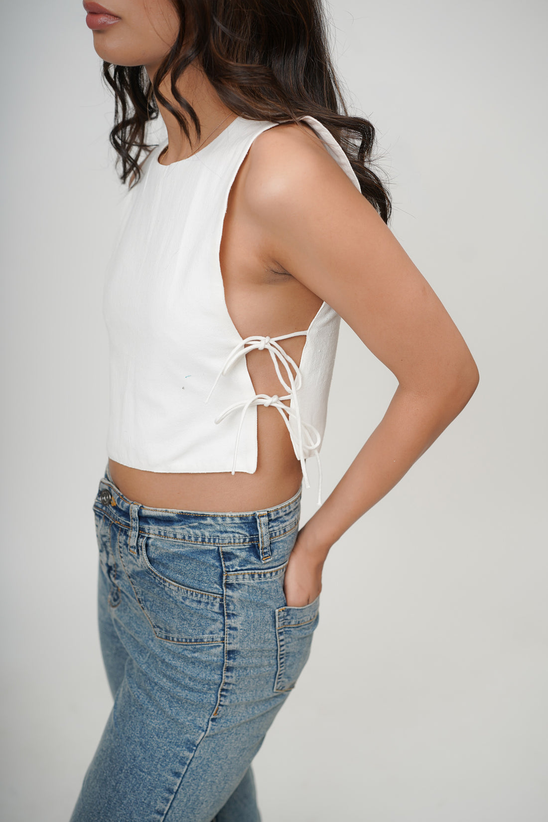 Blushing Pearl White Bib Top