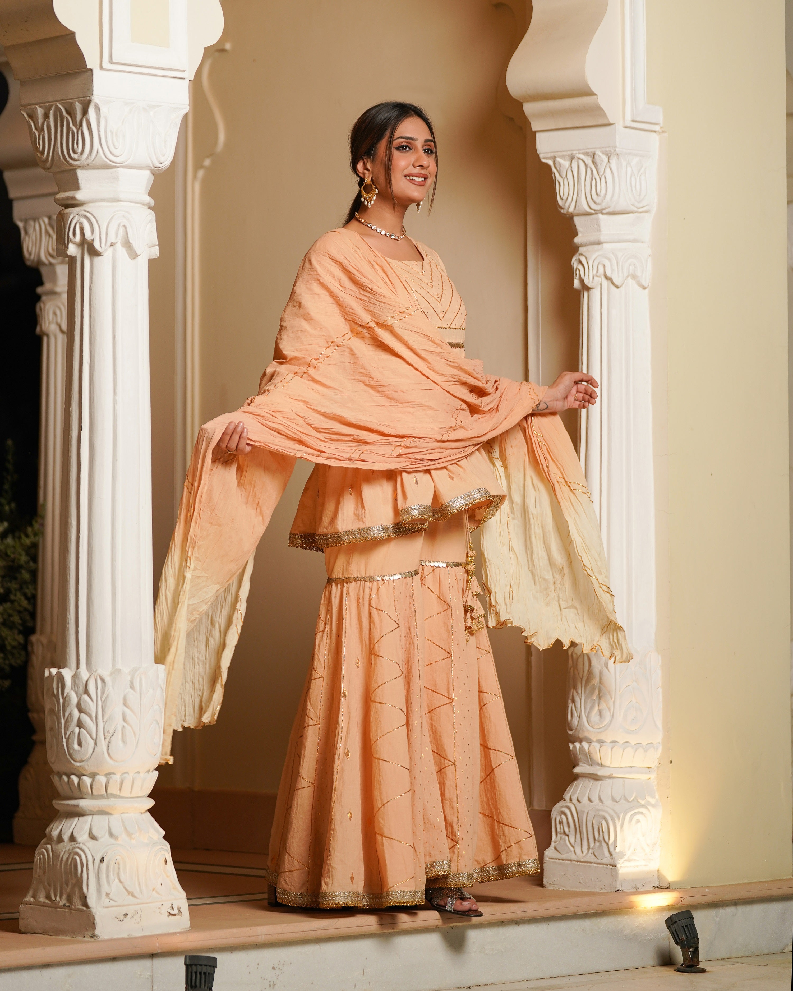 Pale Biege Gul Set with Dupatta