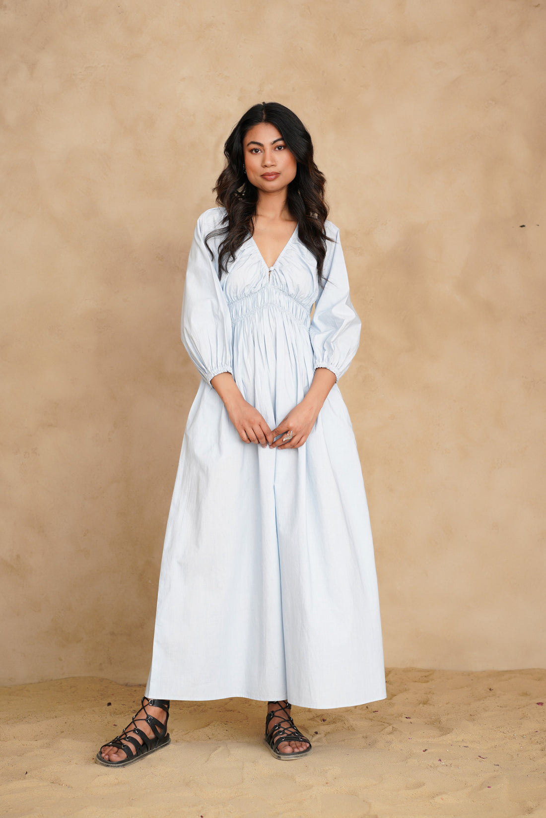 City Sky Blue Ecru Dress