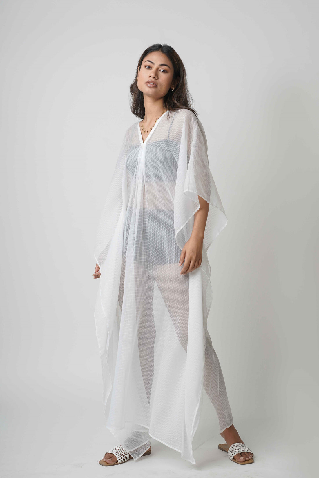 Blushing Pearl White Kaftan