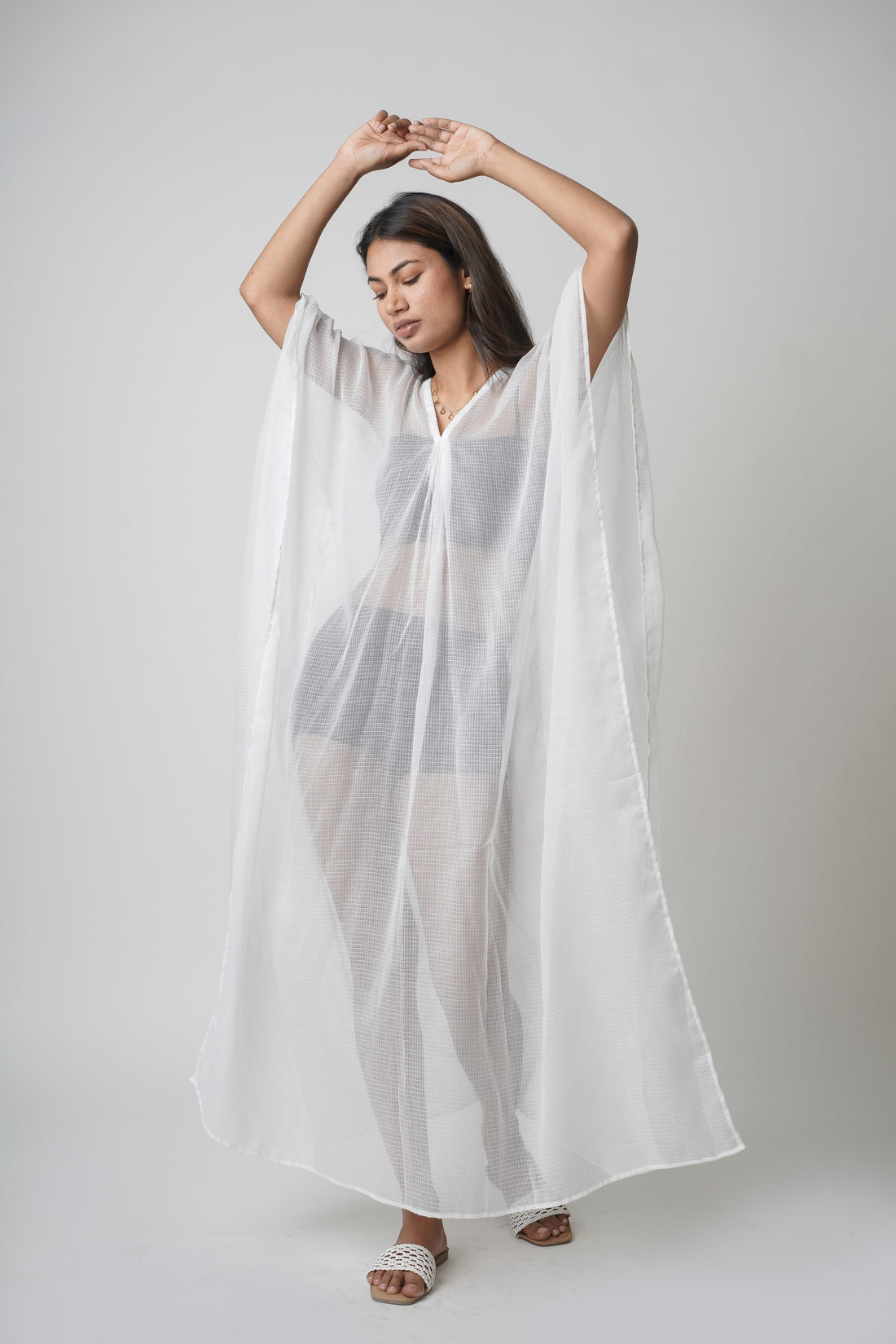 Blushing Pearl White Kaftan