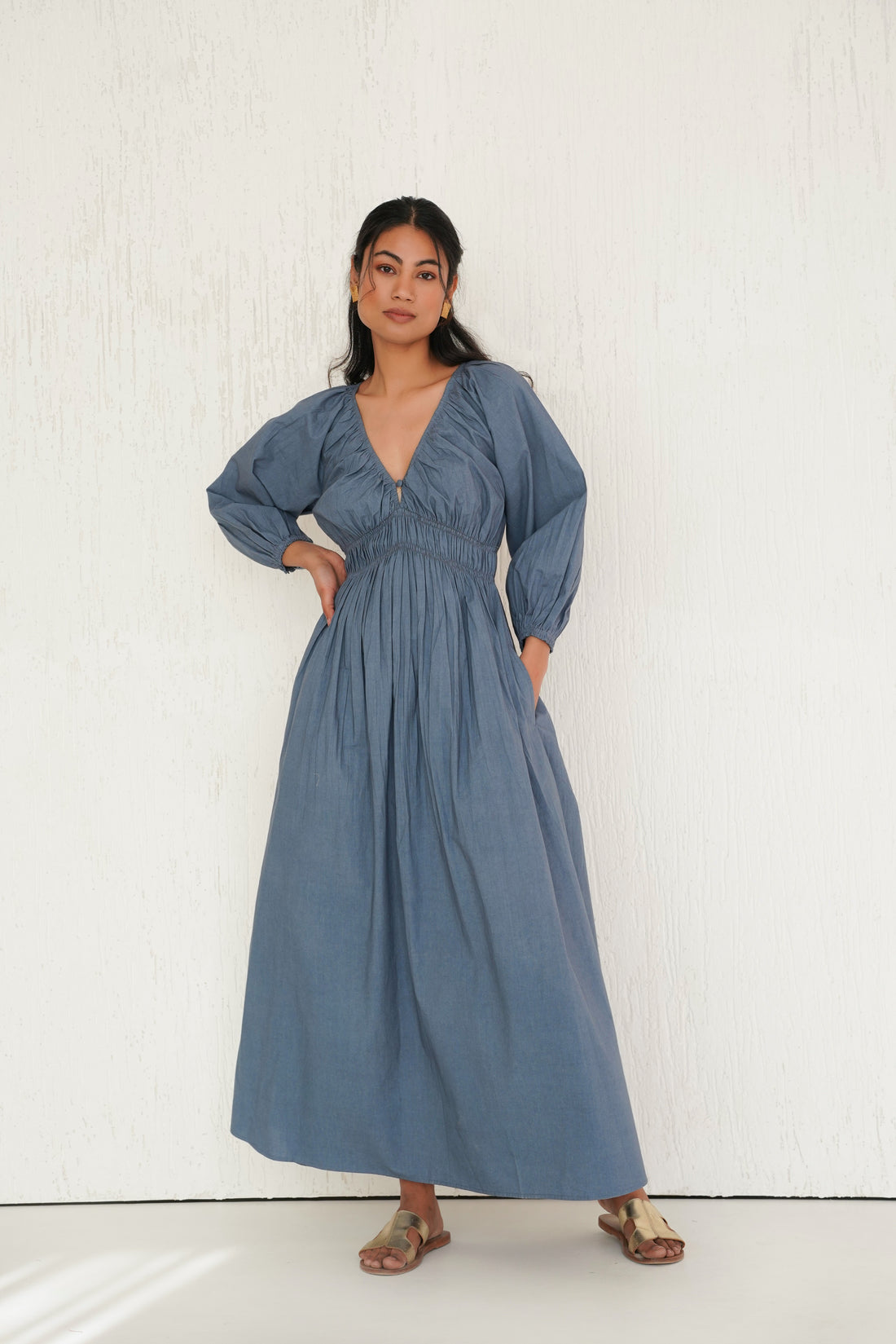 Piece of Sky Blue Ecru Dress