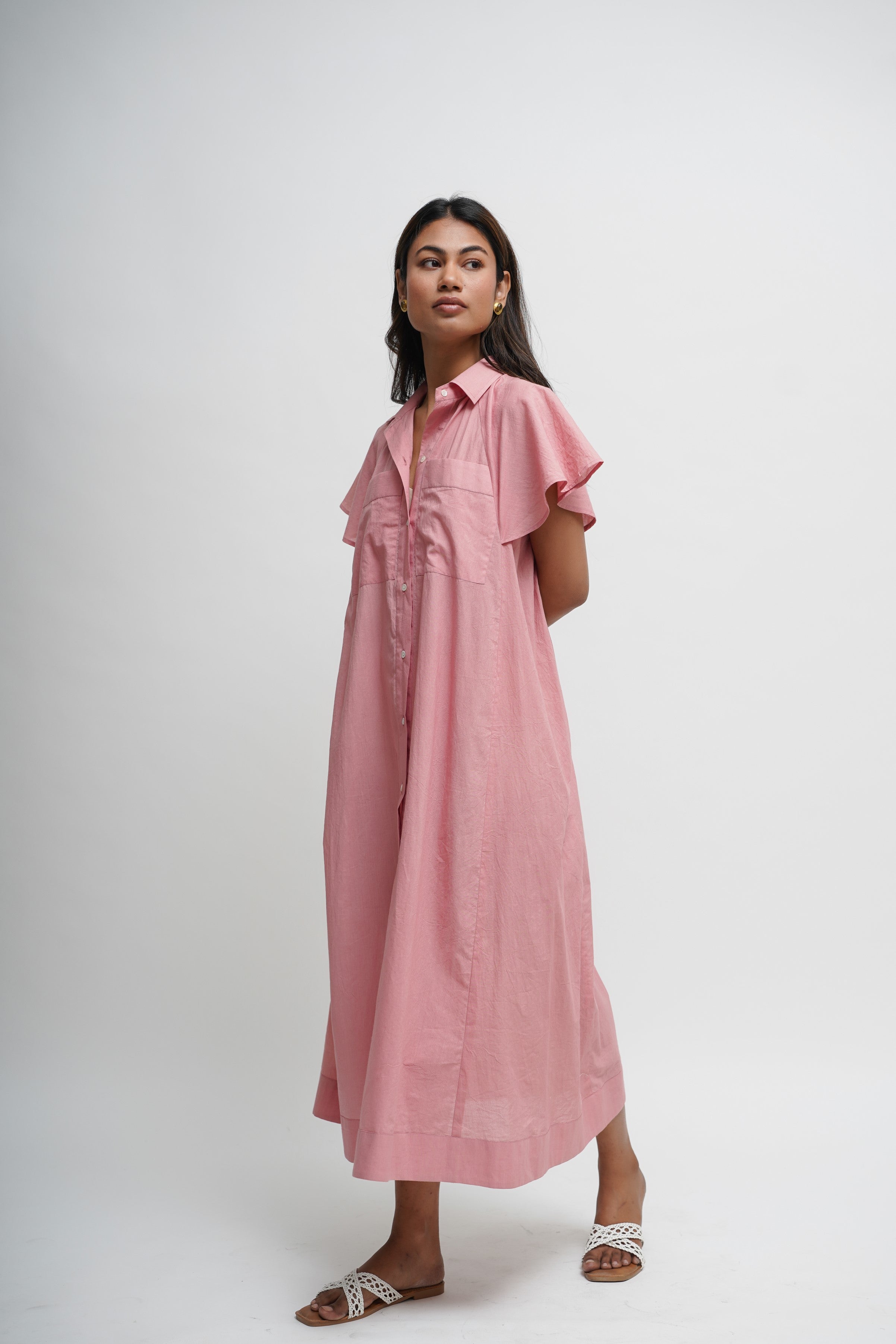 Rose Plume Dobby Dress