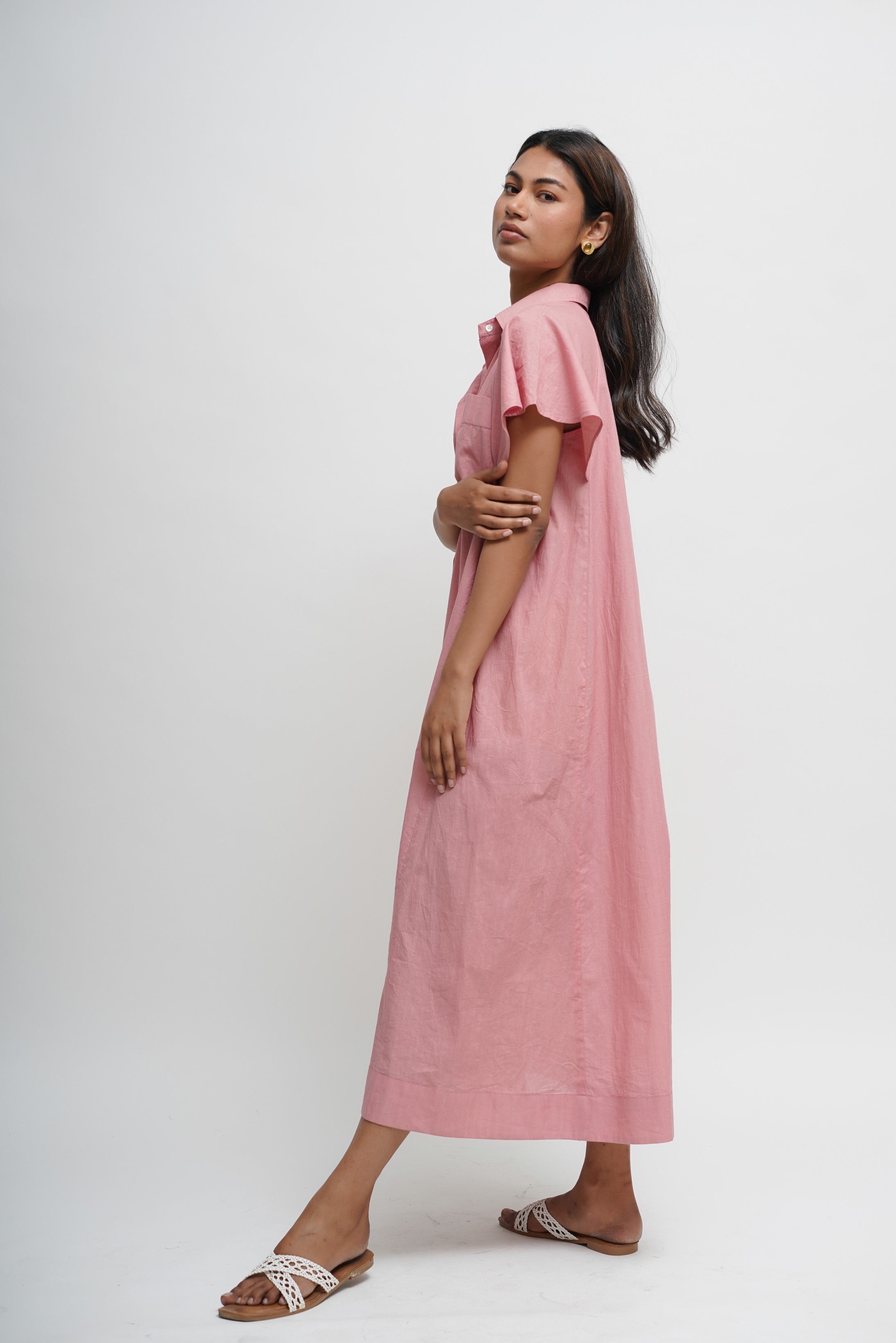 Rose Plume Dobby Dress