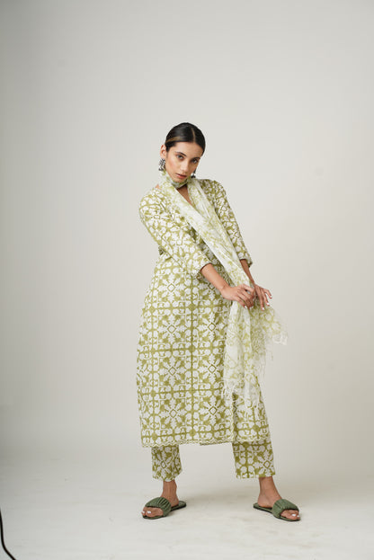 Spring Grass Layla Set with Dupatta